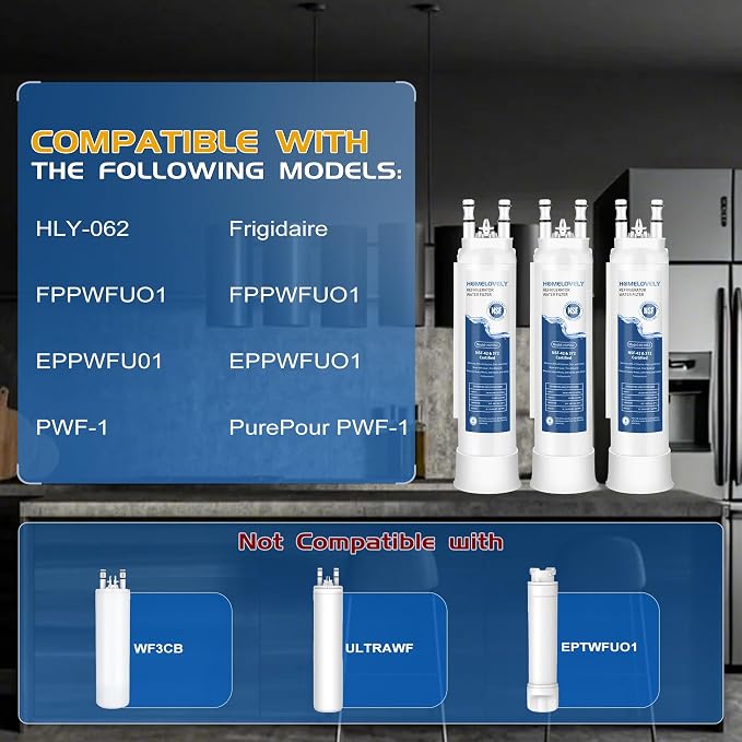 Water Filter Replacement for Frigidaire GRFS2853AF, GRMS2773AF, GRFC2353AF, FRSS2623AS, FRSS26L3AF, FRFS2823AS, GRFS2853AD, SEE25NVDDA, GRSC2352AF, GRFG2353AF, 3 Pack