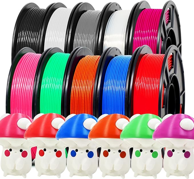 RepRapper Rapid PLA Plus (PLA+) Filament Bundle 1.75 mm, Dimensional Accuracy +/- 0.02 mm, 10 Rolls of 0.25kg, (Black+White+Grey+Blue+Red+Green+Purple+Pink+Orange+Transparent)