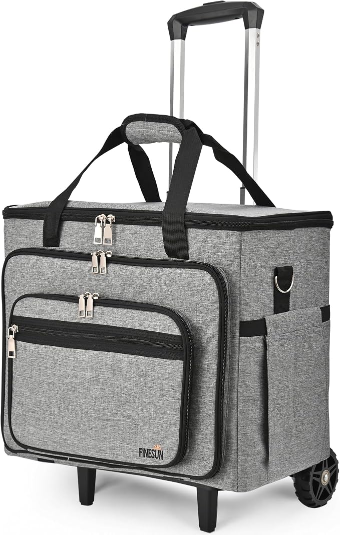 Upgraded Rolling Bag with Detachable Dolly, Heavy Duty Wheeled Teacher Bag, Multifunctional Rolling Briefcase for Work, Office, Craft Storage & Travel (Grey)