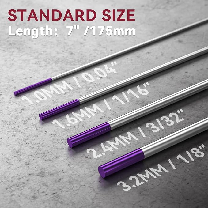 ARCCAPTAIN TIG Welding Tungsten Electrode 10-Pack 1/16"x 7"(Purple - Non-Radioactive, EWG)