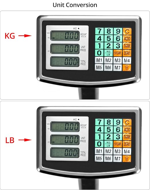 QWORK Foldable 600LB Weight Computing Postal Scale, Floor Platform Digital Scale, Accurate Warehouse Large Shipping Mailing LB/KG Calculator