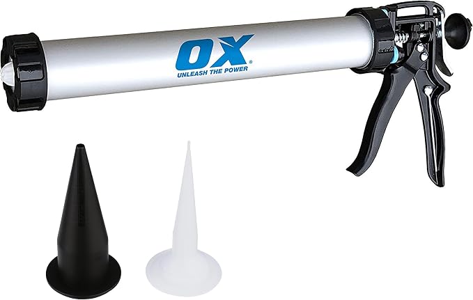 OX Pro Heavy Duty Sausage Caulking Gun - 20 oz Capacity and 12:1 Thrust Ratio Sealant Gun - Dual-Use for Tubes & Sausage Tube - Pistola De Calafateo
