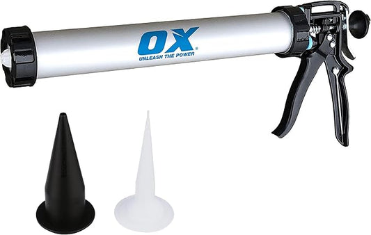 OX Pro Heavy Duty Sausage Caulking Gun - 20 oz Capacity and 12:1 Thrust Ratio Sealant Gun - Dual-Use for Tubes & Sausage Tube - Pistola De Calafateo