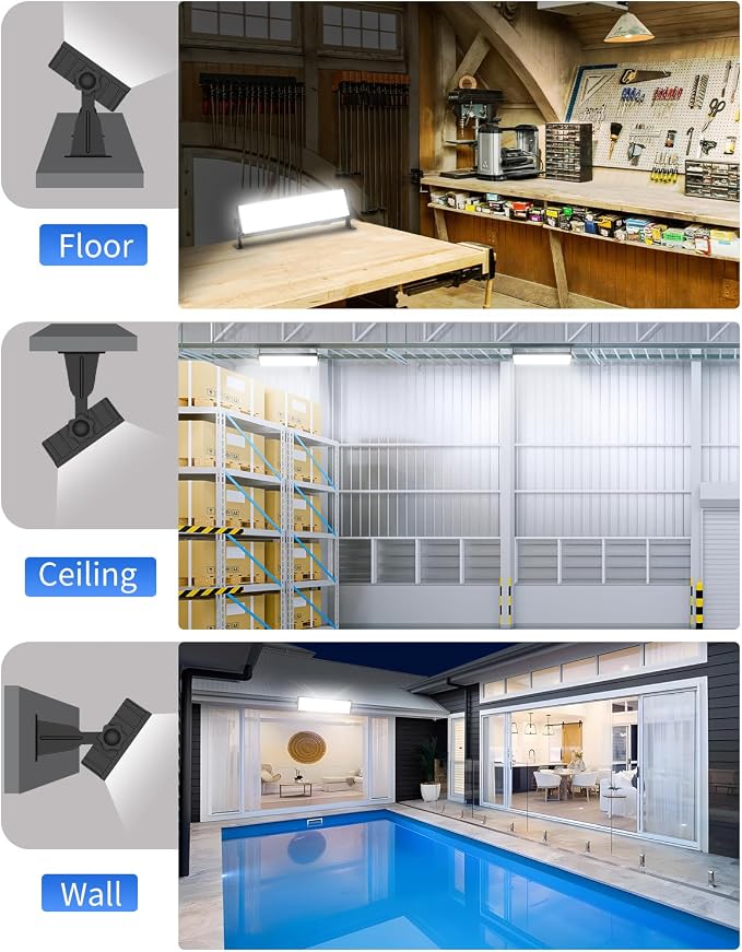 100W LED Shop Light 11000LM Ultra Brighter, Plug in Garage Light with On/Off Switch and 6FT Cord, 6000K IP66 Waterproof Workshop Bay Lighting for Garage Workbench Warehouse Factory Yard Outdoor