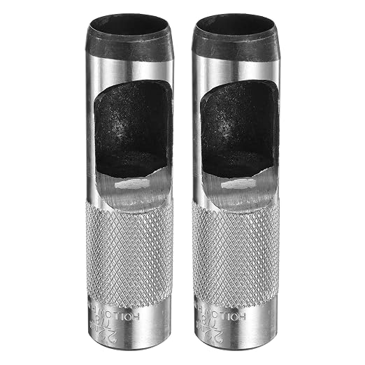 HARFINGTON 2pcs Leather Round Hole Punch, 22mm Hollow Hole Puncher Cutter Carbon Steel Circle Hole Punching Cutting Tool for Belt/DIY Leather Craft
