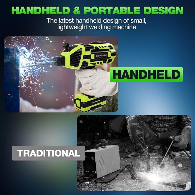 Handheld Welding Machine, 110V Portable Welder Handheld with IGBT Inverter 6 Variable Current Adjustment 20-120Amp Welding Output Portable ARC Welder Gun for 1/16"-1/8" Size Welding Rods