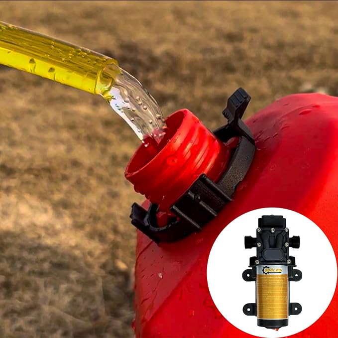 12V 75W Electric Fuel Transfer Pump – Self-Priming, Transfers 110 GPH Gasoline & Diesel, Portable for Cars, Trucks, Boats, Tractors & Farm Equipment