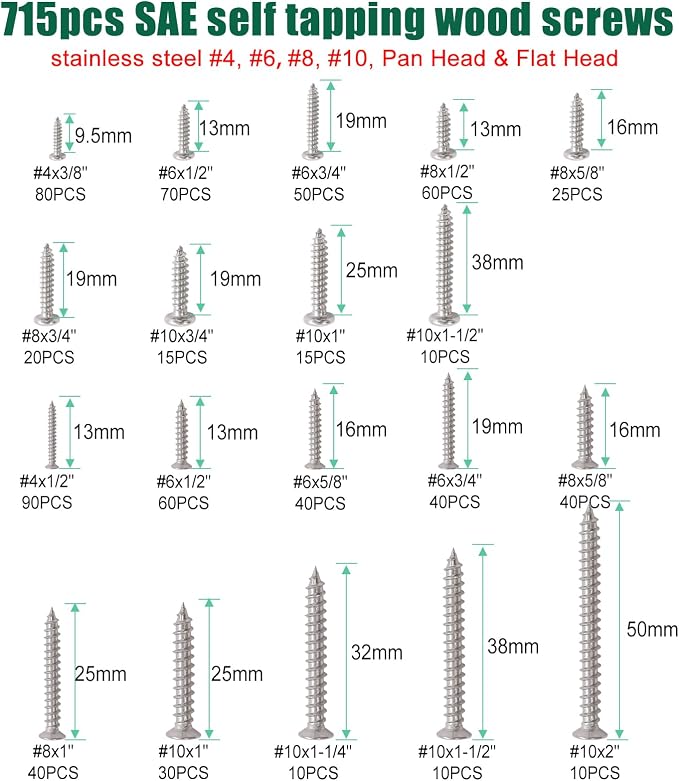 Twidec/2002PCS 304 Stainless Steel Hardware Assortment Kit,Metric & SAE Machine Screw Kit,Nuts And Bolts Assortment,Phillips Pan Head & Flat Head Screws And Washers with Double Sided Organizer Box