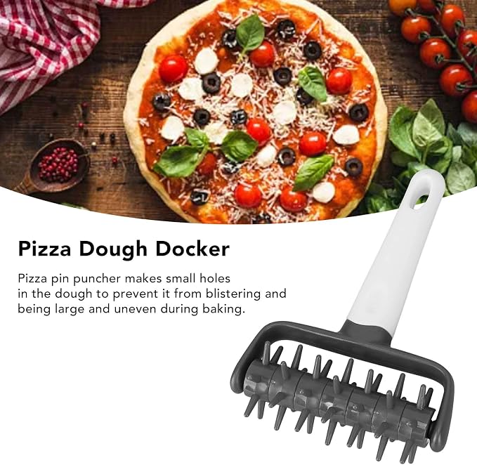 Plastic Pizza Dough Docker, Prevent Blistering Pizza Aerator Dough Dockers Press Time Saver Pastry Roller with Spikes for Home & Commercial Kitchen (Gray)