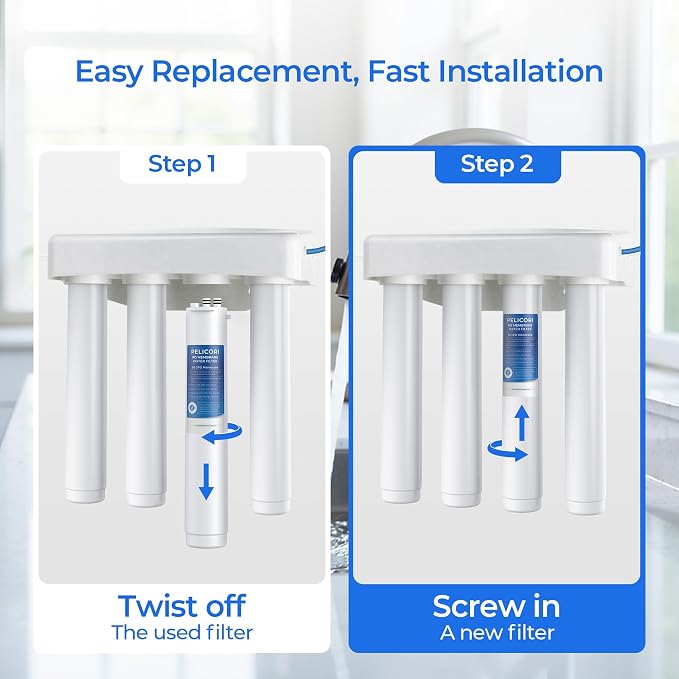 H2O Stage 3 Membrane Replacement Filter, 1-Pack | Compatible with Pure Blue H2O Stage 3 Membrane PB-TLRO3MC50T, 4 Stage PB‑TLRO4H50T Reverse Osmosis Water Filtration System