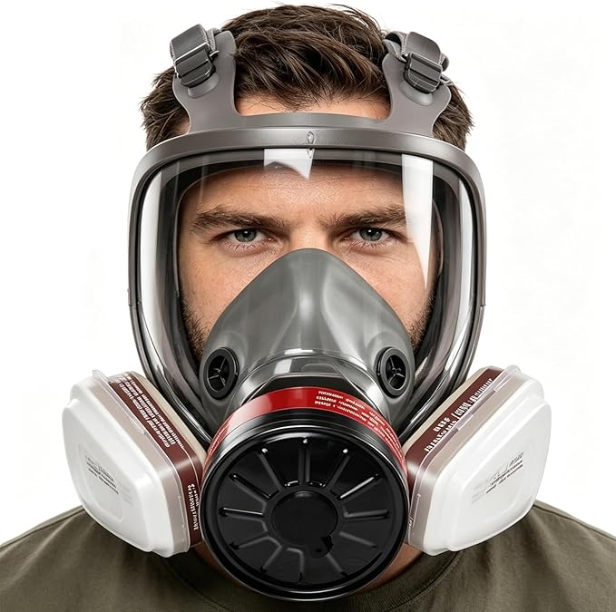 Reusable Full Face Gas mask Set, Full Face Respirator for Painting, Gas, Dust, Welding, Cutting, Spraying, DIY