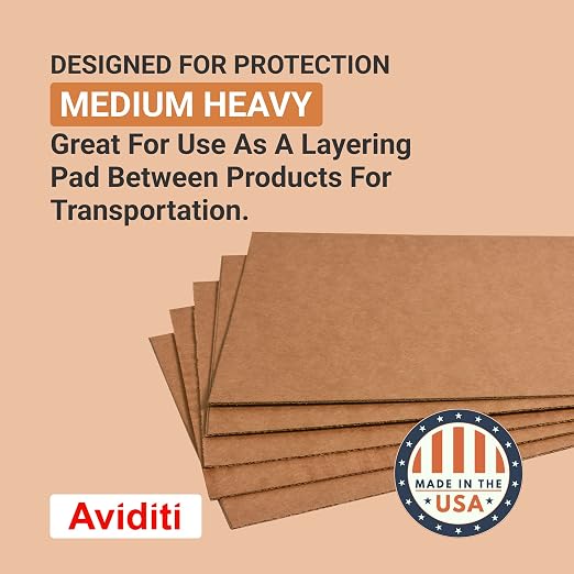 Box USA AVIDITI Shipping Cardboard Sheets 18"L x 12"W, 50-Pack | Corrugated Sheets for Packing, Moving and Storage Supplies,Kraft'
