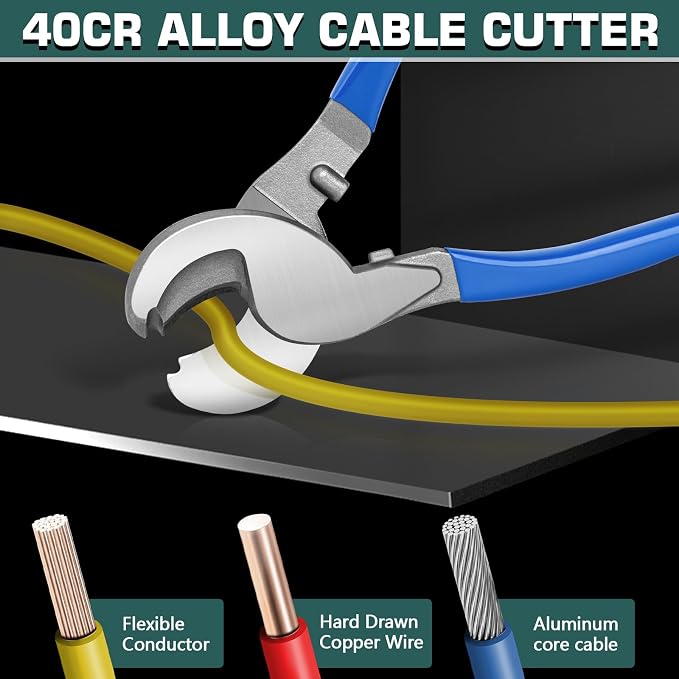Hydraulic Crimping Tool, 16 Tons Hydraulic Wire Crimping Tool Kit with Cable Cutter and 13 Pairs of Dies, 12 AWG to 600 MCM, Wire Rope Crimping Tool for Battery Cable Ends Ring Terminals Green