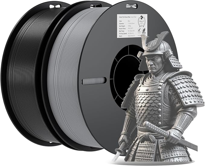 Creality 3D Printer Filament, PLA Filament 1.75mm Bundle for 3D Printing, Ender PLA Filament No-Tangling Strong Bonding, Accuracy +/- 0.02mm (Black & Grey)
