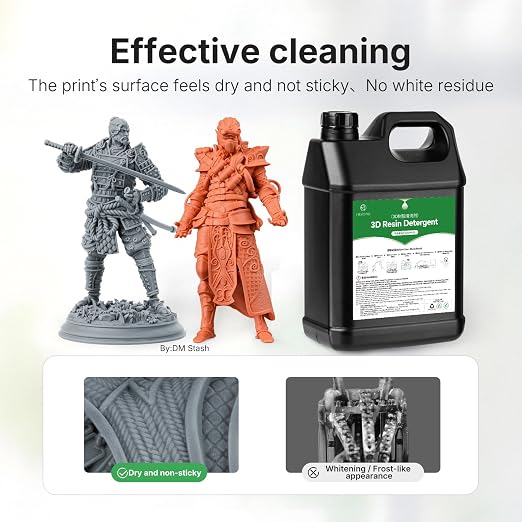 RESIONE 3D Resin Cleaner 3.6KG, Non-Flammable Photopolymer Resin Washing Solution for LCD/DLP/MSLA Prints - Low Odor Effective Cleaning Detergent, No White Residue, Cost-Effective Resin Remover