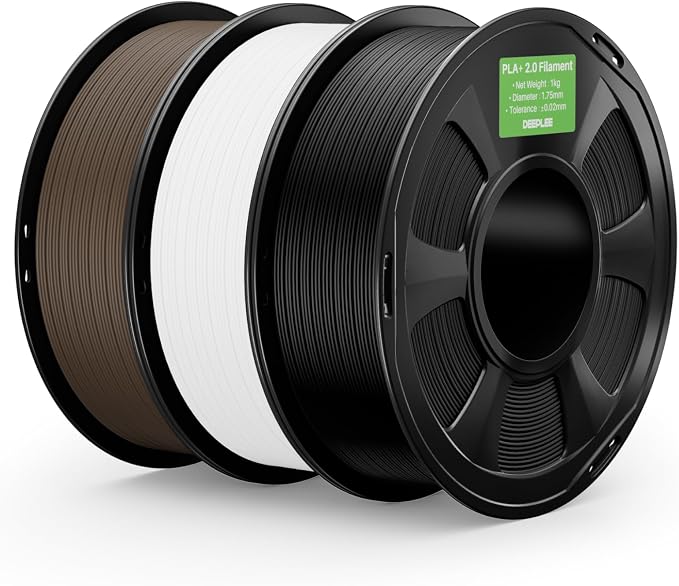 PLA+ 2.0 Filament 1.75mm, Stronger Toughness 3D Printer Filament, Black White Brown 3KG, Upgrade PLA Plus 3D Printer Filament, High Speed PLA+ Filament for Most FDM 3D Drucker