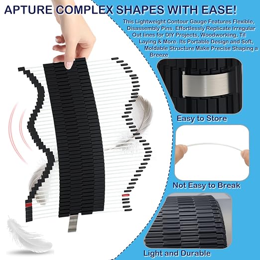 Multi Surface Pipe Profiling Tool, Pipe Cutting Template Multi Functional Shape Duplicator, Lightweight and Wear-Resistant Fiberglass Material for Tiles Floors DIY Pro Plumbing