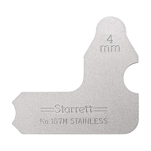 Starrett Individual Radius Gage for Both Convex and Concave Radii - Ideal for Carpenters and Constructions - Stainless Steel, 4mm Radius Gage, Millimeter Reading - 167M-4