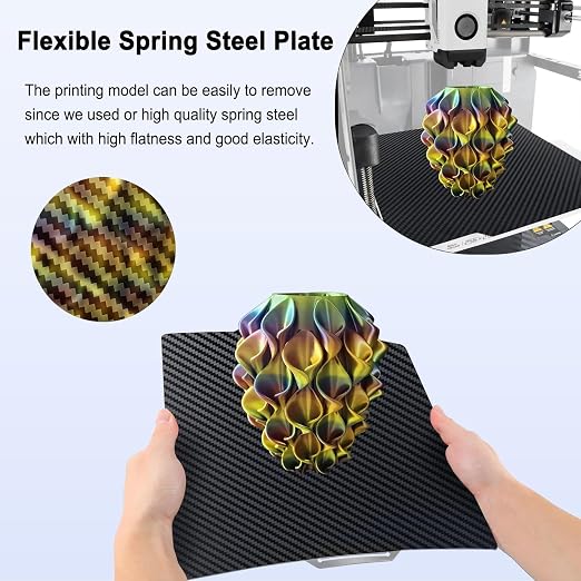 257x257mm PET PEO Double Side Build Plate for Bambu Lab X2D/P2S/X1C/X1/X1E/P1P/P1S/A1, Smooth Diamond PEO+Carbon Fiber PET Spring Steel Sheet Plate for Bambu Labs 3D Printer