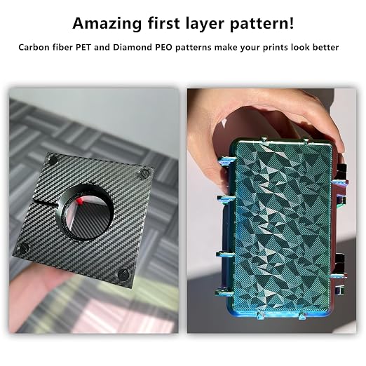 355x346mm H2D Build Plate for Bambu Lab H2D/H2S,Double Sided PEO PET Flexible Removable Spring Steel Heated Printing Bed Platform,Removable Heated Bed for H2D Combo/H2S(Carbon Fiber+Diamond)