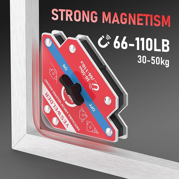 YESWELDER 25 LB & 50LB Welding Magnet-4 Pieces of Magnetic Welding Holder 25 LBS /50 LBs Holding Power & Switchable Arrow Welding Magnet 66-110LBs On/Off Switch Arrow Magnetic Welding Holder