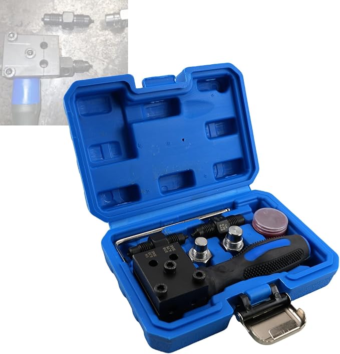 RYANSTAR RACING Brake Line Flaring Tool Kit, 3/16" & 1/4" Double Flaring Tool for Vehicle Brake & Hydraulic Lines, 45° SAE Single & Double Flare, Carbon Steel, Complete Repair Kit