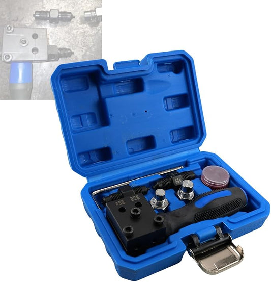 RYANSTAR RACING Brake Line Flaring Tool Kit, 3/16" & 1/4" Double Flaring Tool for Vehicle Brake & Hydraulic Lines, 45° SAE Single & Double Flare, Carbon Steel, Complete Repair Kit