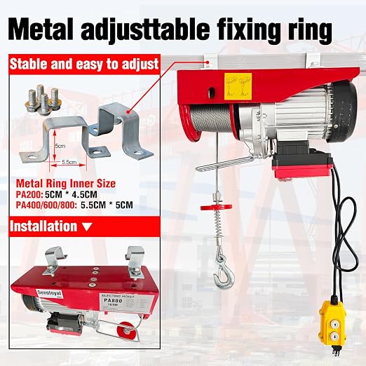 Electric Hoist 2 in 1,1320lbs Electric Hoist Winch with 98ft Wireless Control&Wired Remote Control,110v Electric Hoist 59ft/29.5ft Lifting Height for Garage Warehouse Factory,Single/Double Slings