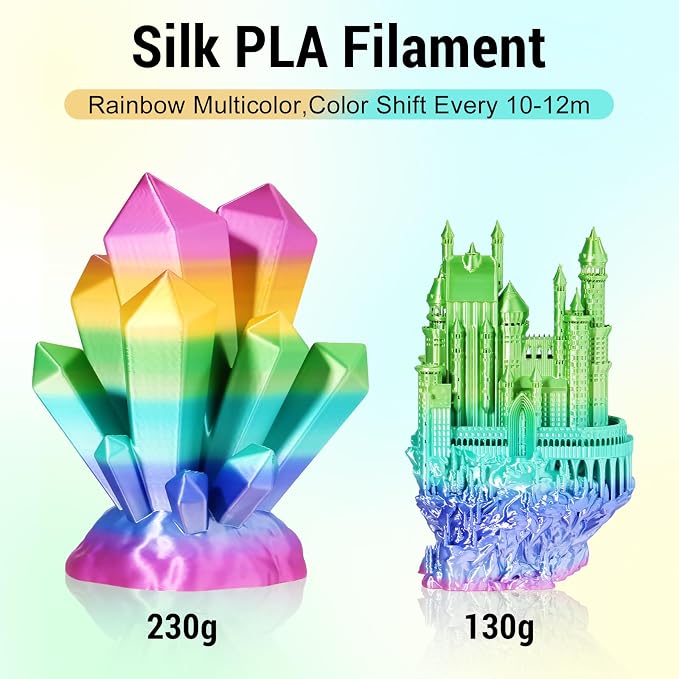 Dynta Silk Rainbow PLA Filament, Gradient 3D Printer Filament 1.75mm, Shiny & Smooth, Beginner-Friendly for DIY,1kg (2.2lbs)