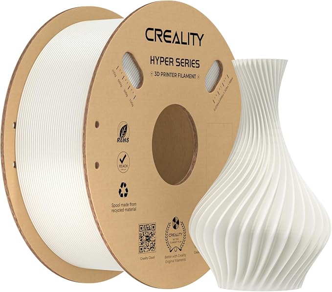 Creality Hyper PLA Filament 1.75mm, High-Speed Printing 30–600mm/s, Smooth Extrusion and Stable Printing, Low Stringing, Consistent Performance 3D Printer Filament,+/- 0.03mm Accuracy(White)