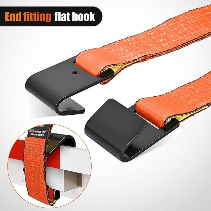 Nilight Flat Hook Ratchet Straps 10 Pack 2 in x 30 Ft Heavy Duty Tie Down Straps 10,000 Lbs Breaking Strength for Truck, Trailers Pickup Orange