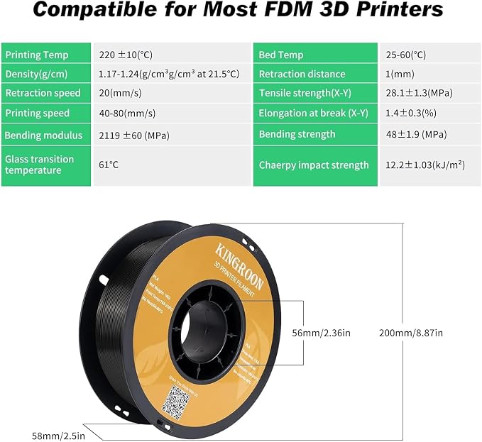 Kingroon PLA 3D Printer Filament,10 Rolls, Dimensional Accuracy +/- 0.02 mm, 10kg Spool(22lbs), 1.75 mm，5Black+5White
