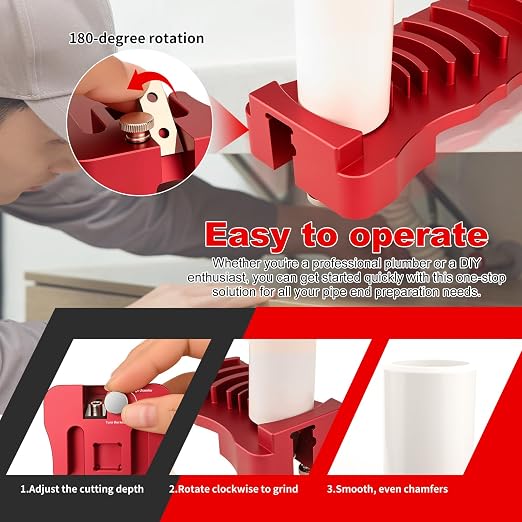 Professional PVC Pipe Deburring Tool,Adjustable PVC Chamfer & Reamer Tool for 9 Sizes: 0.5 Inch to 4 Inch Plastic Pipes(PVC/CPVC/ABS/PP/PE)