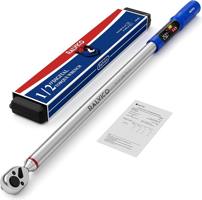 Digital Torque Wrench 1/2 Drive ±2% Accuracy Auto Truck SUV Repair | 12.54-250.7 ft-lb (17-340 N.m)，1000 Data Storage + 8 Presets，Peak & Track Mode，Color LED & Buzzer Alerts，Quick Release Head