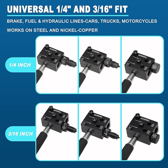 Brake Line Flaring Tool Kit, 3/16" 1/4" SAE Double Flare Tool for Brake Lines, Creates Single Double Bubble Flares for Vehicle Brake & Hydraulic Lines