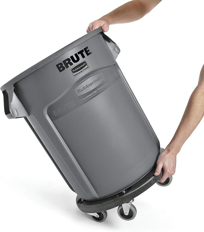 Rubbermaid Commercial Products Brute Twist on/Off Round Dolly, Black, Use with BRUTE Trash Can, Pack of 2