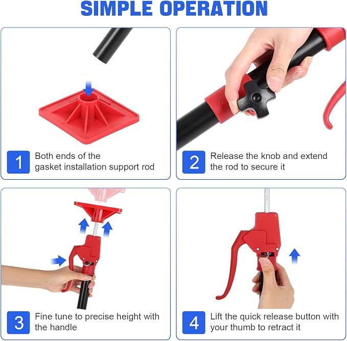 Cabinet Jack Support Pole, 45"-114" Drywall Lifts Support Poles Adjustable for Drywall Lifts Installing Cabinet, Drywall Jack, Cargo Bars with 154 Lbs Capacity 2-Pack