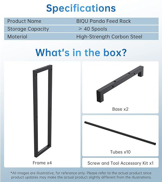 BIQU Filament Storage Rack 5 Tier, Panda Feed Rack 3D Printing Supplies Holder Shelf, Hold 40+ 1kg Spools, Heavy Duty All Metal Filament Organizer for for 3D Printing Farm/Studio