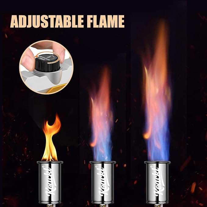 KOACKL Heavy-Duty Propane Torch Gun - 25.8" Detachable Flame Thrower Gun with Piezo Ignition, Adjustable 2462°F Weed Torch Burner for Campfire, Ice Melting, Roofing, Wood Scorching & Weed Burning