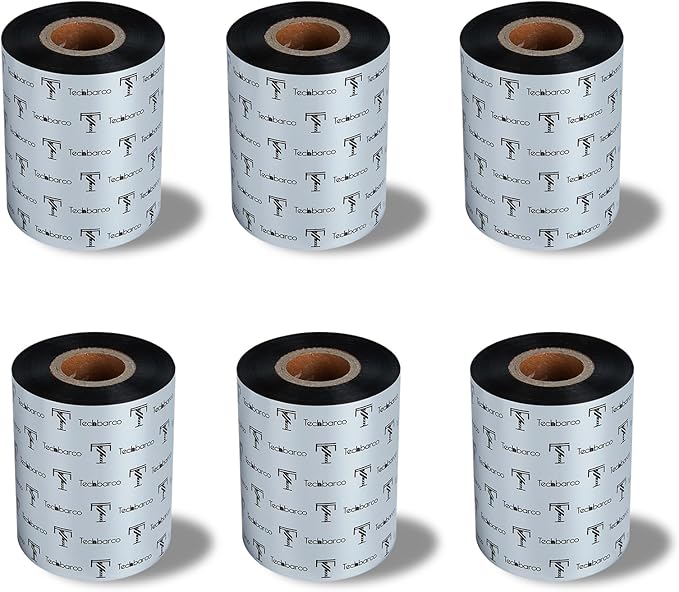 6 Rolls 3.27" x 984' Premium Enhanced Wax Thermal Transfer Ribbon, 83mm x 300m Black Industrial Barcode Label Printer Ribbon - Compatible with Zebra, TSC, GoDex, Citizen, 1" Core