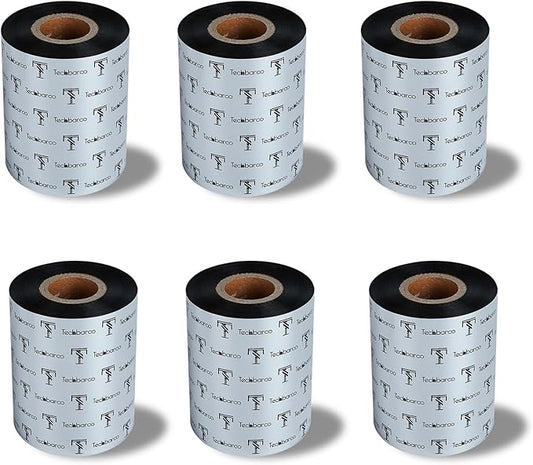 6 Rolls 3.27" x 984' Premium Enhanced Wax Thermal Transfer Ribbon, 83mm x 300m Black Industrial Barcode Label Printer Ribbon - Compatible with Zebra, TSC, GoDex, Citizen, 1" Core