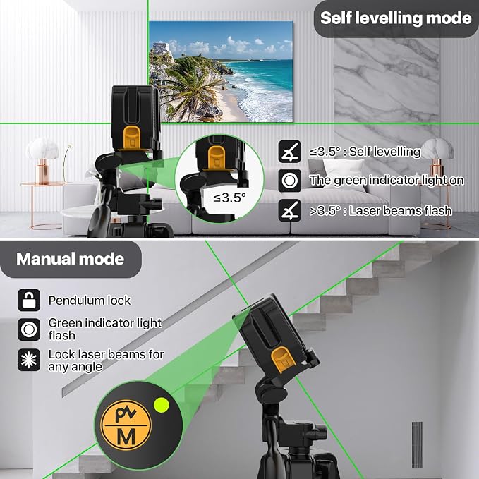 Laser Level with Tripod,DEGLASERS 100Ft Green Cross Line Self Leveling laser level,Dual-Module,Selectable Laser Lines With Rechargeable Battery for Picture Hanging,Tile,Construction Indoor Project