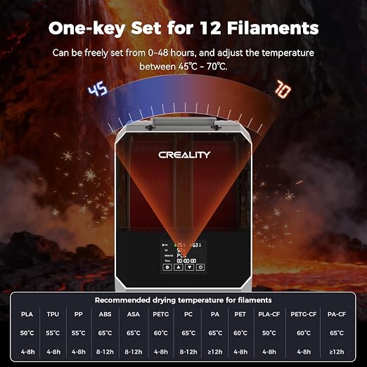 2026 New Official CREALITY Space Pi Filament Dryer Plus, 2 Spools Double 360° 160W PTC Fast Heating 3D Printer Filament Dryer Box, 4''LCD Touch Screen, One-Key Set Filament Drying for PLA PETG ABS TPU