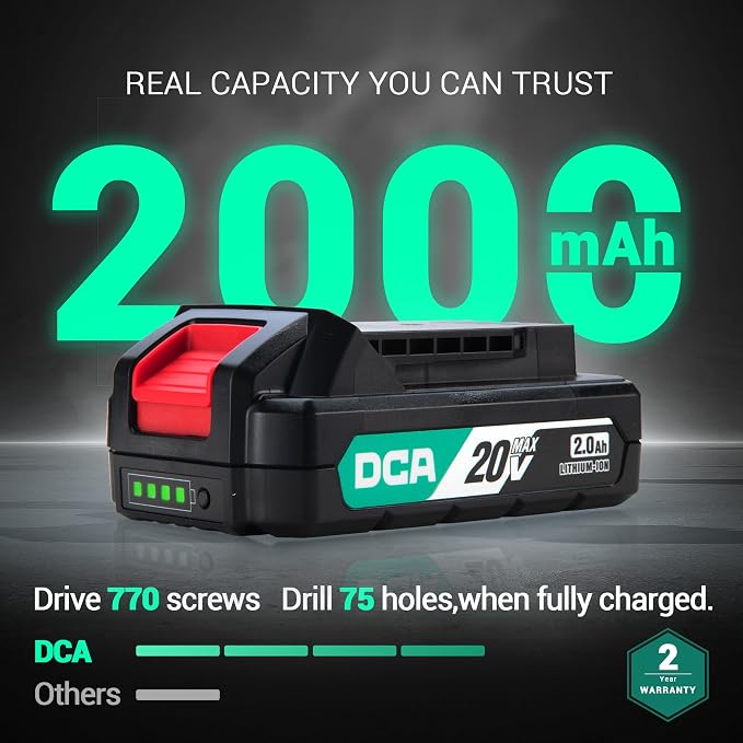 DCA 20V Cordless Hammer Drill Set, 354 In-lb Torque, 1/2" Keyless Chuck, 22500 IPM, 2 Variable Speeds, 18+1+1 Position, Power Impact drill with 14 Drill/Driver Bits for Brick, Metal, Wood ADJZ2035i13