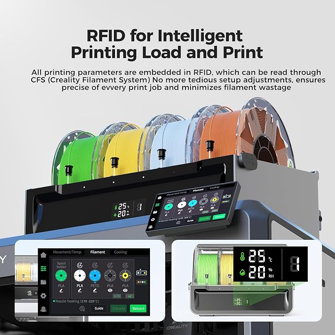 Creality Hyper PLA RFID Marble Filament 1.75mm 1KG, Realistic Stone-Like PLA 3D Printer Filament with RFID, High Speed 30-600mm/s, Natural Marble Texture Filament for Most 3D Printers