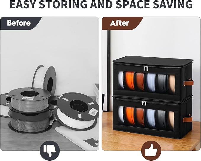 Qozary Filament Storage Box - 4 Pack 3D Printer Filament Storage Containers with Desiccants, Holds Up to 24 Rolls, 3D Printing Accessories Holder Rack for Home, Office Workshop, Studio