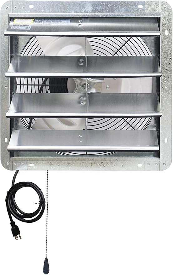 Iliving ILG8SF16V-T Wall-Mount Shutter Exhaust Fan, 16" - Variable Speed, Silver