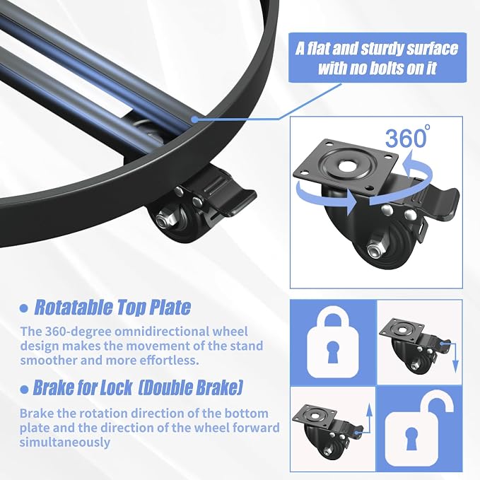 55 Gallon Drum Dolly Heavy-Duty All-Steel Barrel Cart with Cross Braces, 4 Swivel Caster Wheels, 2000 lbs Capacity Non-Tipping Hand Truck for Warehouse Drum Handling & Transport
