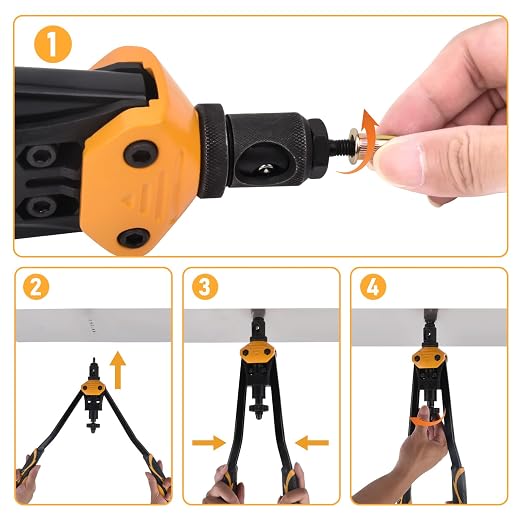 VIGRUE 16'' Rivet Nut Tool Kit Nutserts Rivnut Hand Tool Set with 15PCS Metric & SAE Mandrels and 300PCS Rivet Nuts Assortment, Rivnut Tool with Rugged Carrying Case for Automotive, Home DIY