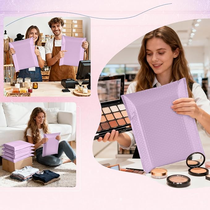 Fuxury Bubble Mailers 10x13 Inch Lavender 25 Pack, Opaque Padded Envelopes for Clothing, Books, Makeup & Accessories, Self Seal Shipping Bags for Small Business